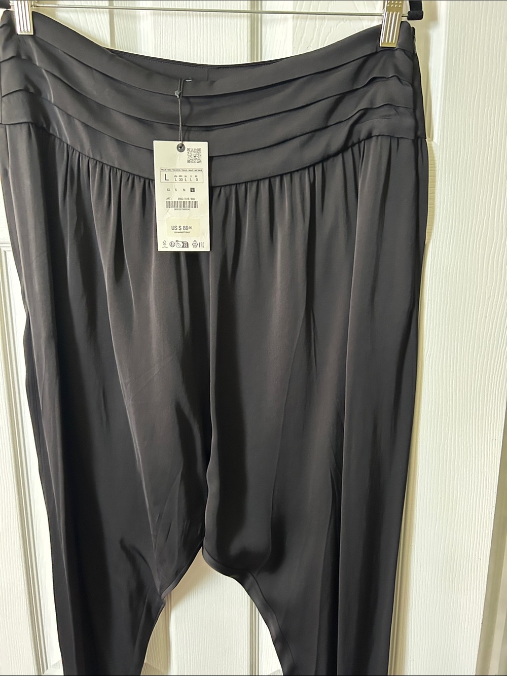 Zara Black Draped Straight-Leg Pants